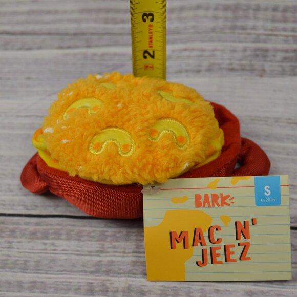 Bark Box Dog Toy Mac N' Jeez Cheese Squeaker Crinkle Small 0-20 Lbs NEW - Picture 8 of 12